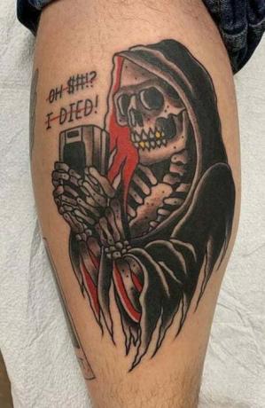 Vtipné tetovanie Grim Reaper