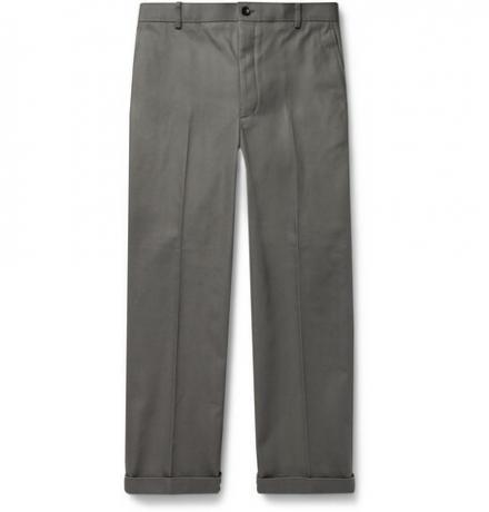 Pantalón cropped gris de sarga de algodón