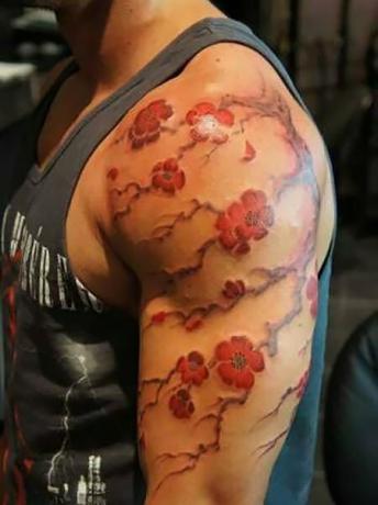 Fargerik tatovering på sidearmen