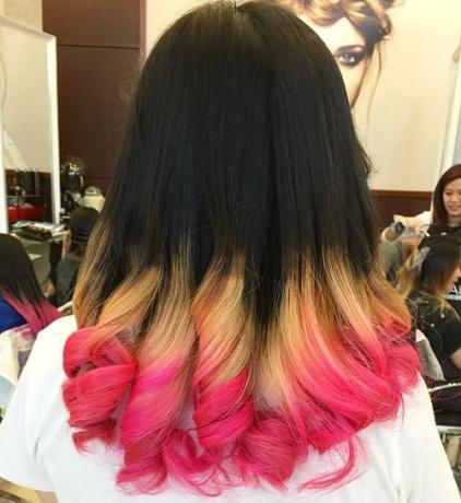 warna rambut hitam, pirang dan pink