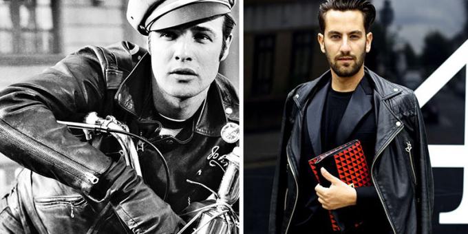 Biker -takki nahka miehet trendi 2015
