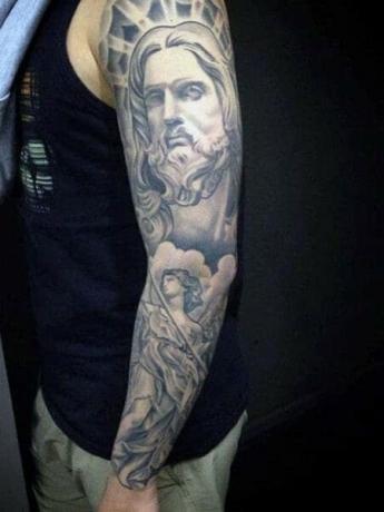 Jézus és angyal tetoválás