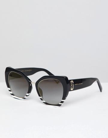 Marc Jacobs czarno-białe okulary przeciwsłoneczne kocie oczy