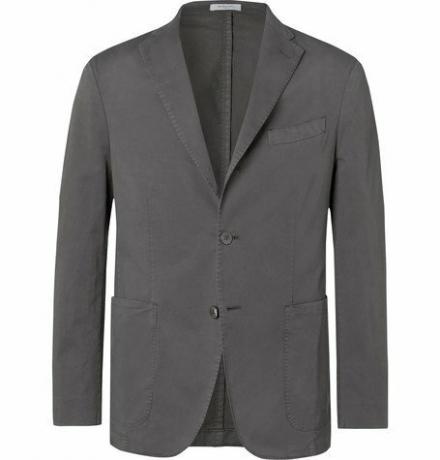 Sivá bunda K Slim Fit z neštruktúrovanej bavlnenej zmesi v keprovom obleku