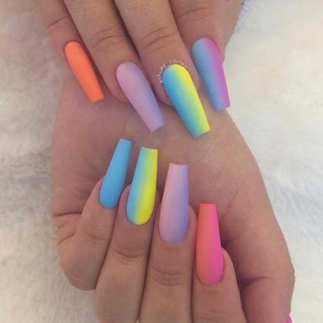 Rainbow Acrylic Nails Coffin