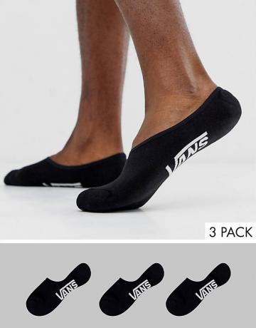 ถุงเท้ารองเท้าผ้าใบ Vans Classic 3 Pack สีดำ