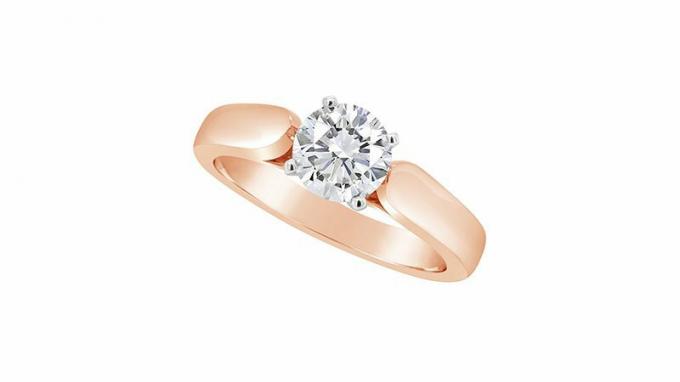 Diamante redondo Solitaire 14k anel de noivado