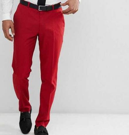 מכנסי חליפת רזה של Asos Design בצבע אדום ארגמן