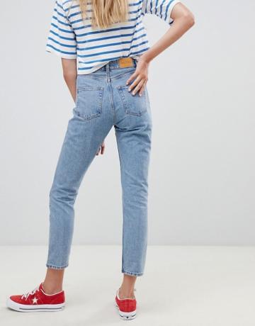 Monki Kimomo Mom-jeans met hoge taille van biologisch katoen in middenblauw