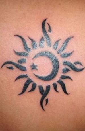 Tribal Sun and Moon Tattoo 