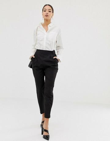 Asos Design-broek met hoge taille en taps toelopende pijpen