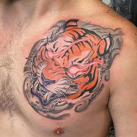 Tetovanie na tigriu hruď