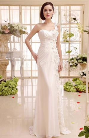 Vestido de noiva de chiffon com um ombro só em marfim para noiva Milanoo