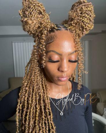 Updo Style for Golden Blonde Butterfly Locs