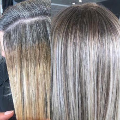 5 pomysłów na mieszanie siwych włosów z pasemkami i słabymi światłami