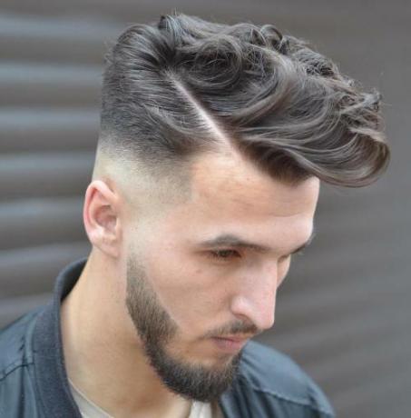 Curly Combover With Taper Fade