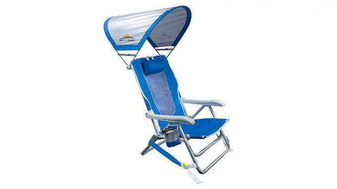 Mochila portátil reclinável ao ar livre Gci ao lado da água, cadeira de praia com guarda-sol