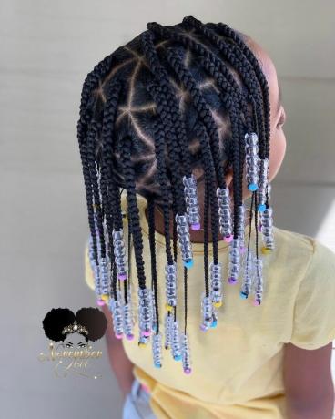 Triangle Box Braids for Little Girl with Beads
