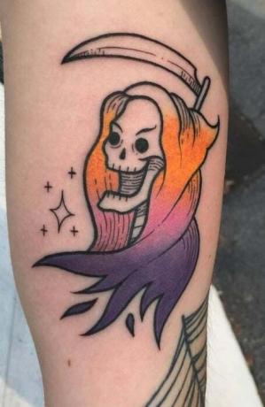 Tetovanie na biceps Grim Reaper