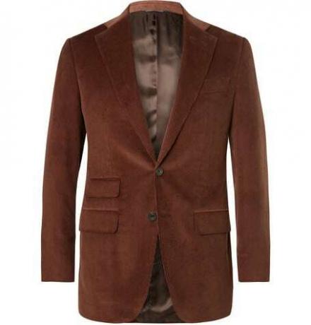 Dar Kesim Pamuklu Kaşmir Karışımlı Kadife Takım Elbise Ceketi