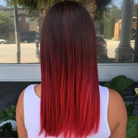 červená farba vlasov ombre