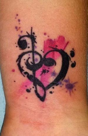Music Note Heart Tattoo