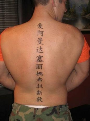 Kinesisk tatovering av ryggraden