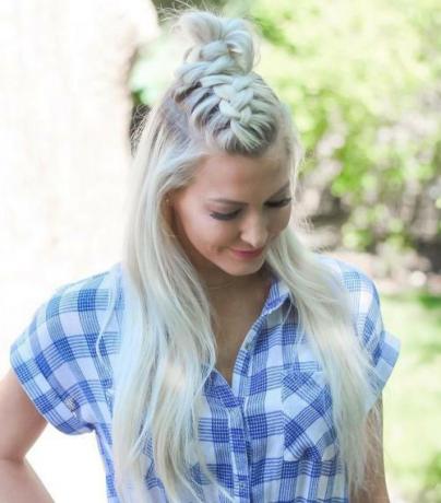 Half Up Top Knot With A Braid