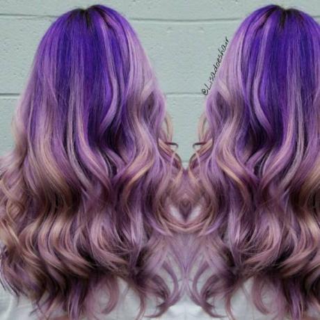 Pasteliniai purpuriniai Ombre plaukai