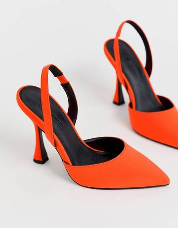 Džbán Asos Design Sling Back Heels v neónovej oranžovej farbe