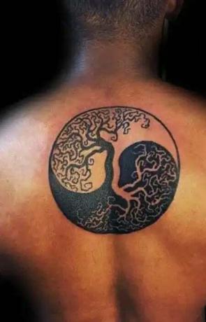Gyvybės medžio Yin Yang tatuiruotė