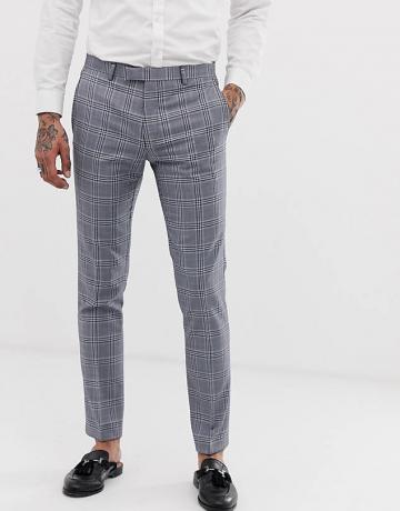 Twisted Tailor Super Skinny Suit Pants In Grey Check