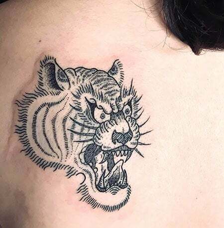Tiger Stick And Poke Tattoo 2