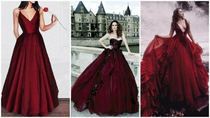 Vestido de novia rojo oscuro