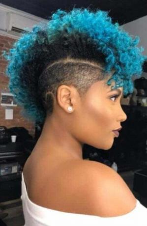 Blue Curly Mohawk pentru femei