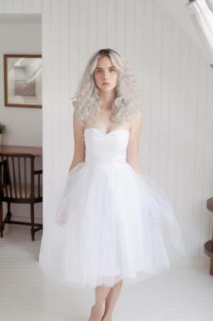 Kratka poročna obleka: Poročna obleka Pin Up: Poročna obleka iz balerine: Poročna obleka iz tila: bela