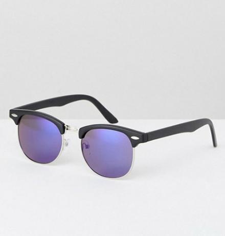 Asos Design Retro Sunglasses Dengan Lensa Cermin Biru
