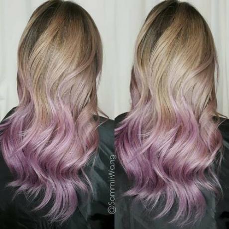 rambut pirang dengan warna lavender