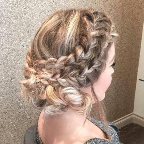 Two Braids Messy Updo