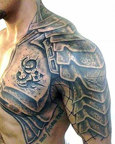 Tatuaż na pół rękawa zbroi