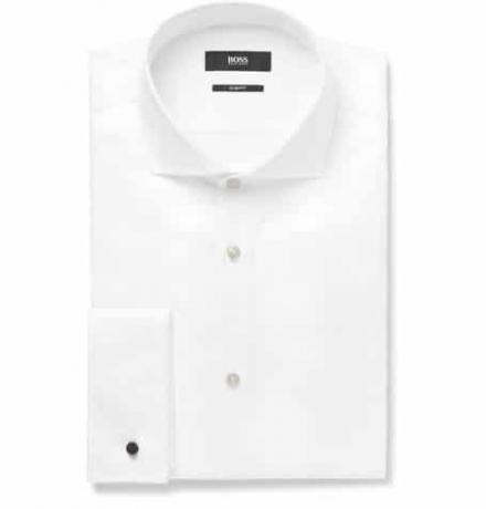 Hugo_Boss_White Jaiden Slim-Fit Double-Cuff Cotton-Twill Shirt