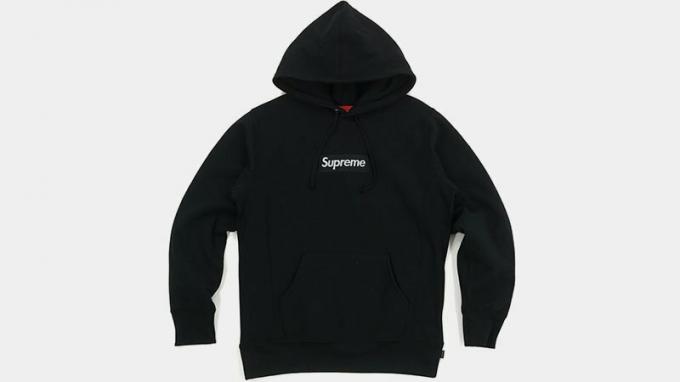 Supreme Black On Black Box Logo kapucnis pulóver