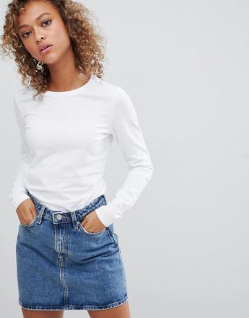 Asos Design Ultimate Top with Long Sleeve and Crew Neck in White