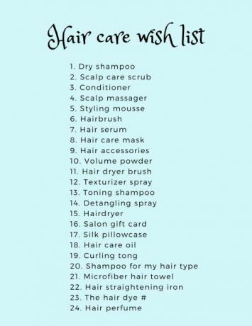 Seznam přání pro péči o vlasy