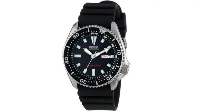 Pánske automatické potápačské hodinky Seiko SKX173 z nehrdzavejúcej ocele a čierneho polyuretánu