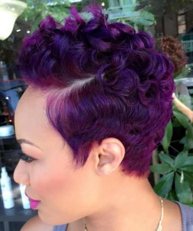 African American Purple Curly Pixie