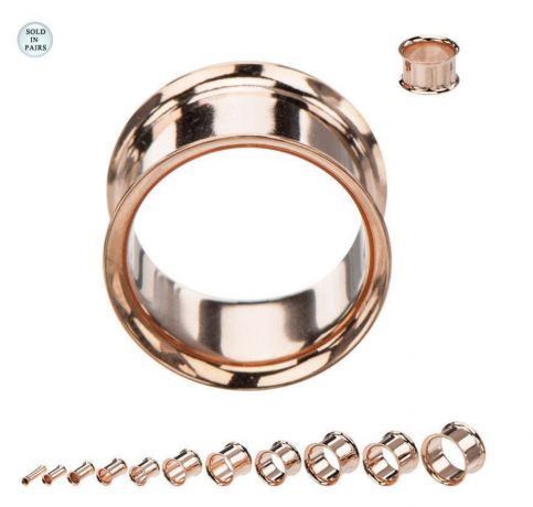 Flesh Tunnel Rose Gold Over Surgical Steel Screw Double Flare