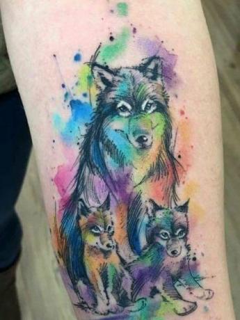 Rodinné tetovanie vlka