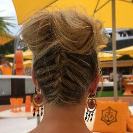 Messy Updo With Upside Down Braid