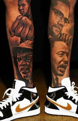 Tatuagens nas pernas para homens negros